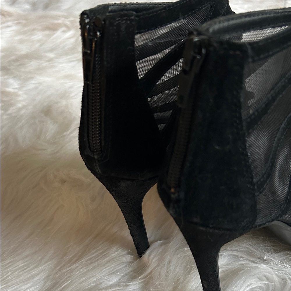 Steve Madden Dax Black Lace-Up Zip-back cow suede high heels 8M 5 inch heel sexy - Picture 8 of 10